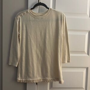 Spartina 449 Cream Button-Accent Hudson Fringe Top